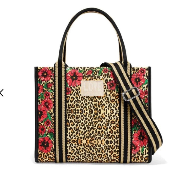 Brighton Leopard Dynasty Canvas Carry All Purse Flower NWT - Picture 4 of 7